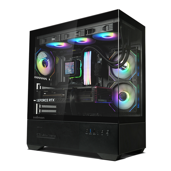 Корпус ZALMAN CHRONIX V2, ATX, BLACK, WINDOW, 1xCombo (3.5’’ or 2.5’’), 1x3.5’’HDD, 2x2.5’’SSD, 1xUSB2.0, 1xUSB3.0, 1xUSB Type-C, SIDE 2x120mm ARGB, REAR 1x120mm ARGB