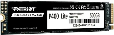 Тведотельный накопитель Patriot SSD P400 Lite 500GB M.2 2280 NVMe PCle 4.0 x4 R3500/W2400 TBW 280TB 3D NAND with HS