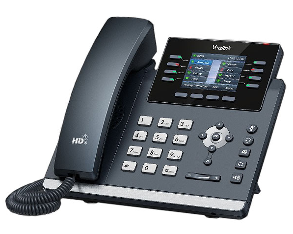 телефон YEALINK SIP-T44W, 12 аккаунтов, 2 порта USB, Wi-Fi, цветной экран 2.8", BLF, PoE, GigE, без БП, шт