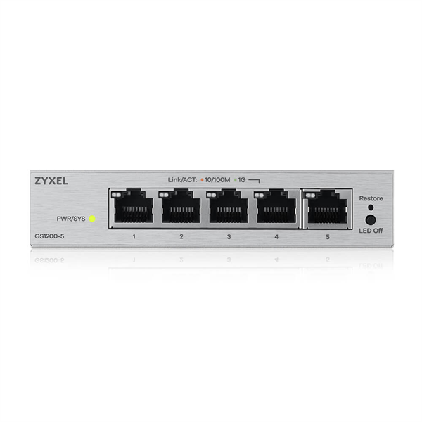 Коммутатор Web Smart L2 коммутатор Zyxel GS1200-5v3, 5xGE, настольный, бесшумный