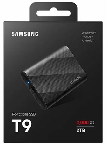 Твердотельный накопитель SSD Samsung T9 External 2Tb BLACK USB 3.2 Type-C (MU-PG2T0B/WW) 1year