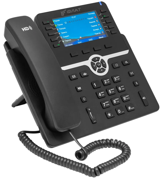 IP-телефон Flat-Phone B10: 20 SIP-аккаунтов, 2 порта 10/100/1000BASE-T (RJ-45), ЖК-дисплей, PoE, РЕЕСТР