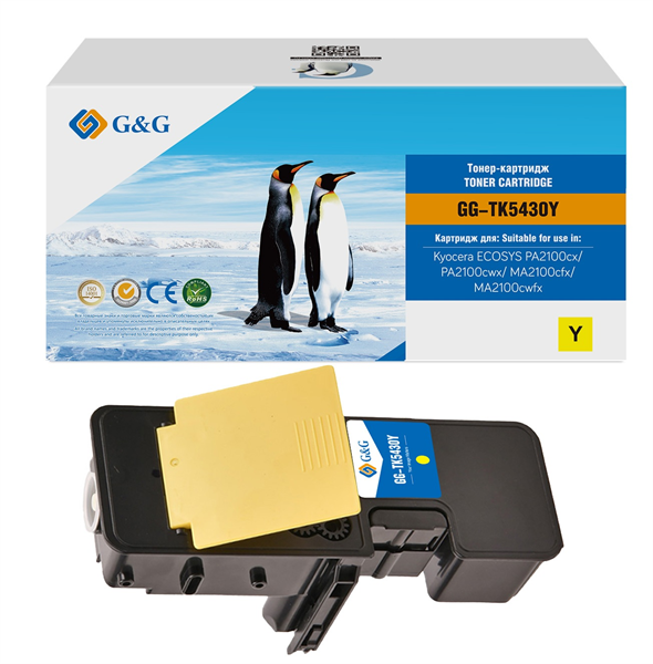 Тонер-картридж G&G GG-TK5430Y TK-5430Y желтый (1250стр.) для Kyocera Ecosys PA2100cx/PA2100cwx/MA2100cfx/MA2100cwfx
