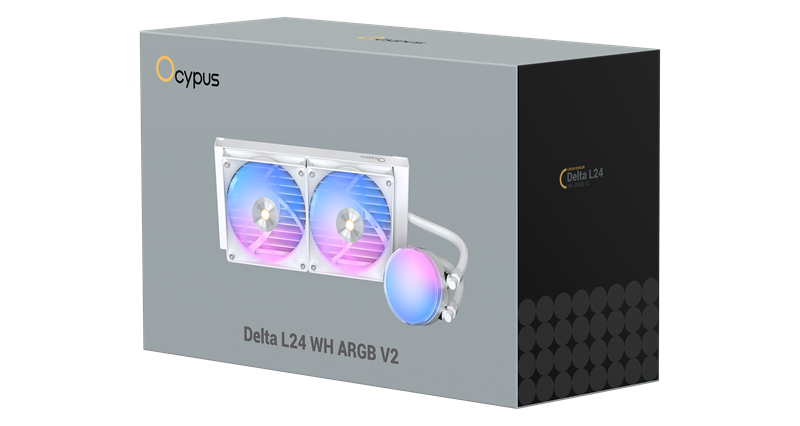 Система водяного охлаждения Ocypus Delta L24 WH ARGB V2, 240mm, ARGB Pump,2x120mm ARGB fans, LGA115X/1200/1700/18XX, AM4/AM5