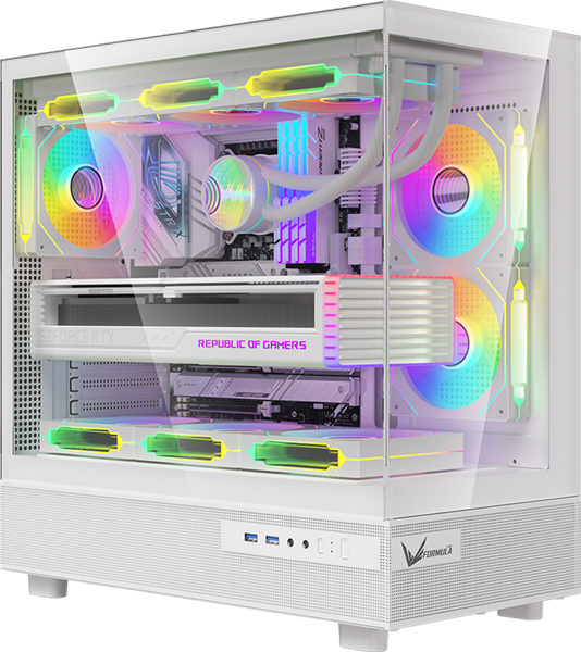 корпус Formula V Line Crystal Z8 White, ATX, Left side Tempered Glass, Dual Front Panel with Tempered Glass & Mesh, TYPE-C*1, USB3.0*2