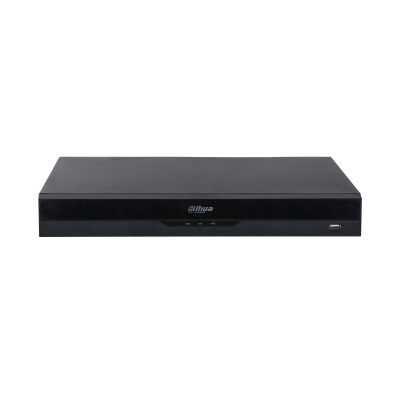 Видеорегистратор DAHUA 16-канальный IP-видеорегистратор c PoE, 4K, H.265+ и ИИ Входящий поток до 384Мбит/с; сжатие: H.265+, H.265, H.264+, H.264, MJPEG; разрешение записи до 32Мп; накопители: 2 SATA III до 16Тбайт; во