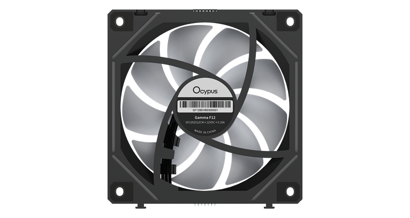 Вентилятор для корпуса Ocypus Gamma F12 UNI BK ARGB REVERSE BLADE 3 IN 1, 3x120x120x25mm, 4-PIN PWM, 800-1800 RPM, 31 DBA MAX, HYDRO BEARING