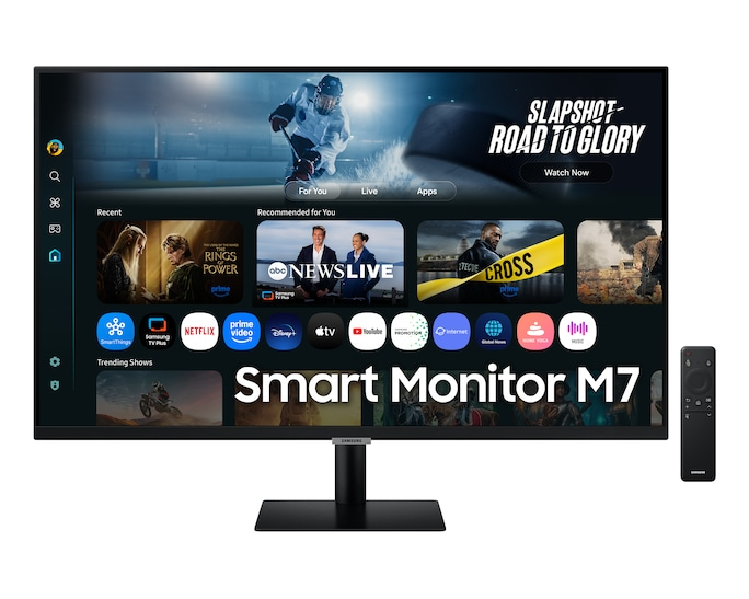 Монитор Samsung 32" Smart monitor M7 S32FM702UI (VA 16:9 3840x2160x60Hz 4ms 300cd 3000:1 178/178 1млрд HDMI USB-C(65W) 2*USB 2.0 Spk10W Tizen HDR10+ sRGB 99% Tilt WiFi5 BT5.2 VESA Black ПультДУ)