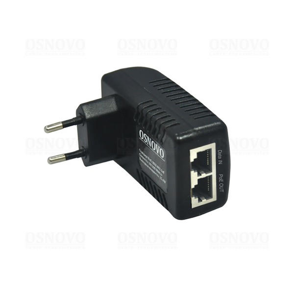 PoE-инжектор OSNOVO Midspan-1/151GA PoE-инжектор Gigabit Ethernet на 1 порт. Совместим с оборудованием PoE IEEE 802.3af. Мощность PoE на порт - до 15.4W. Напряжение PoE - 50V(конт. 4,5(+); 7,8(-)). Порты: вх. - 1