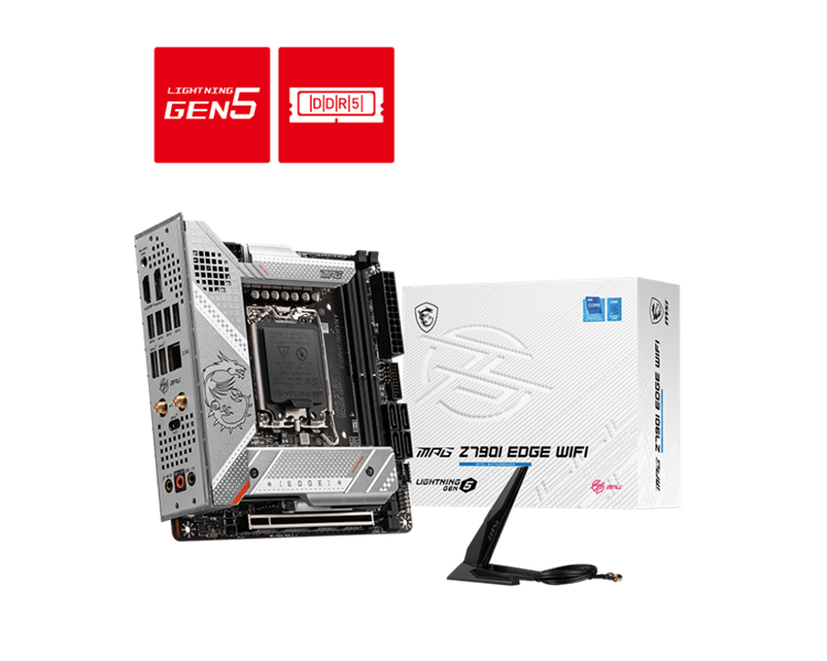 Материнская плата MSI MPG Z790I EDGE WIFI LGA1700,2DDR5,1PCI-Ex16,3M.2,4SATA3,2USB3.2Gen2x2, 2USB3.2