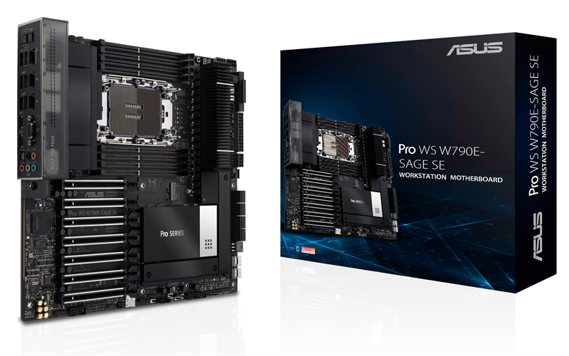 Материнская плата ASUS PRO WS W790E-SAGE SE, Intel® W790, 8*DDR5, 8*SATA, 3*M.2, 2 x SlimSAS, 5*USB 3.2, 2*USB 2.0,Type-C, 11*PCIx16, VGA, CEB; 90MB1C20-M0EAY0
