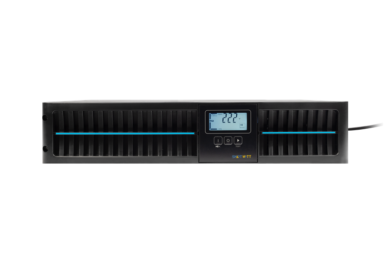 Источник бесперебойного питания SMARTWATT ИБП онлайн, чистый синус, мощность 2000/1800 ВА/Вт, стоечный/напольный, LCD дисплей, порт USB, RS232, EPO, SNMP слот, Shuko socket CEE7/4 - 2 шт., встроенные АКБ 4*7 Ач (3703020040003)