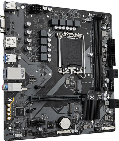 Материнская плата GIGABYTE B760M E, LGA1700, B760, 2*DDR5, 4*SATA, 2*M.2, 4*USB 3.2, 2*USB 2.0, 1*PCIx16, 1*PCIx1, HDMI+DP, mATX