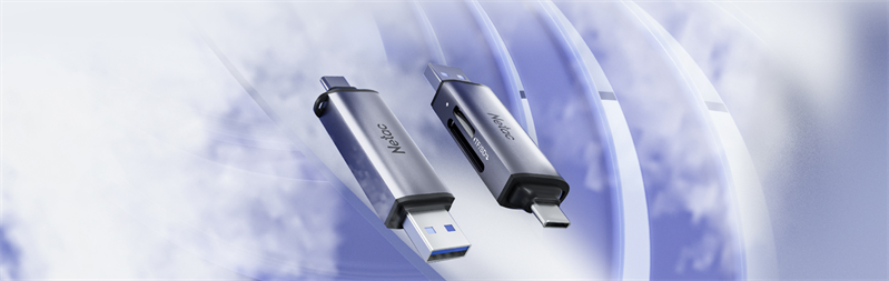 Кардридер Netac Flash card reader WK13, USB3.0+Type-C to mSD/SD, Grey (repl. NT09WK13-30GR) (незначительное повреждение коробки)
