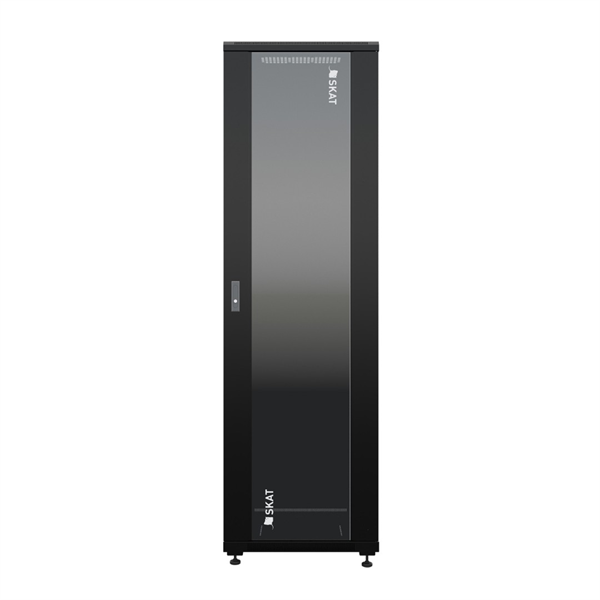 Телекоммуникационный шкаф (4400) Бастион SKAT TB-22R660GF-B Телекоммуникационный шкаф 22U/600x600мм/Пд-стекло/Зд-металл/RAL9005/47,5кг/1.5 л.г