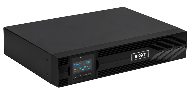 Источник бесперебойного питания (8764) SKAT-UPS 1500-RACK-ON-3X9 P3 - ИБП 1500 Вт, On-Line, синус, встр. АКБ 36В (3x9Ач), 2хSchuko