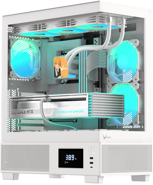 Корпус Formula V Line Crystal E1 White, ATX, TYPE-C*1, USB3.0*2, Switch Display Panel