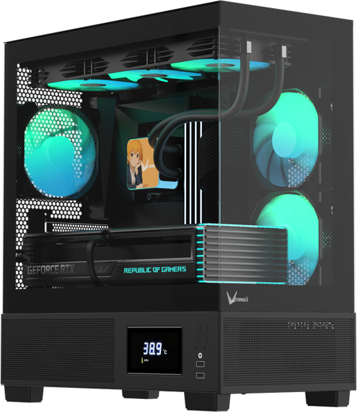 корпус Formula V Line Crystal E1M Black, MATX, USB3.0*2, Switch Display Panel