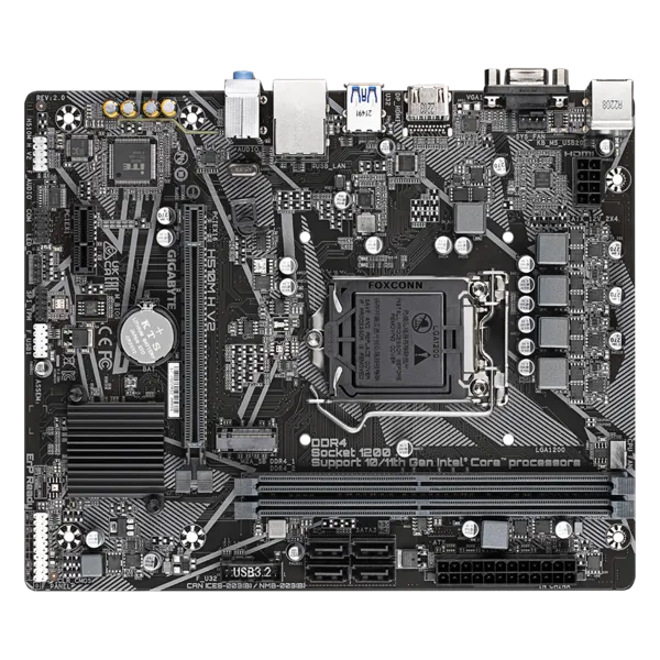 Материнская плата GIGABYTE H510M H V2, LGA1200, Q470, 2*DDR4, 4*SATA, 1*M.2, 2*USB 3.2, 4*USB 2.0, 1*PCIx16, 1*PCIx1, D-Sub+HDMI, mATX
