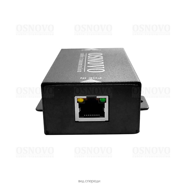 Удлинитель Ethernet+PoE OSNOVO E-PoE/1 PoE удлинитель 10M/100M Fast Ethernet до 500м. Увеличение расстояния передачи данных + питание на 100м. При каскадном подключении - 2 x E-Poe/1: до 300м (до 12W), 3 x E-Poe/1: до 400м (