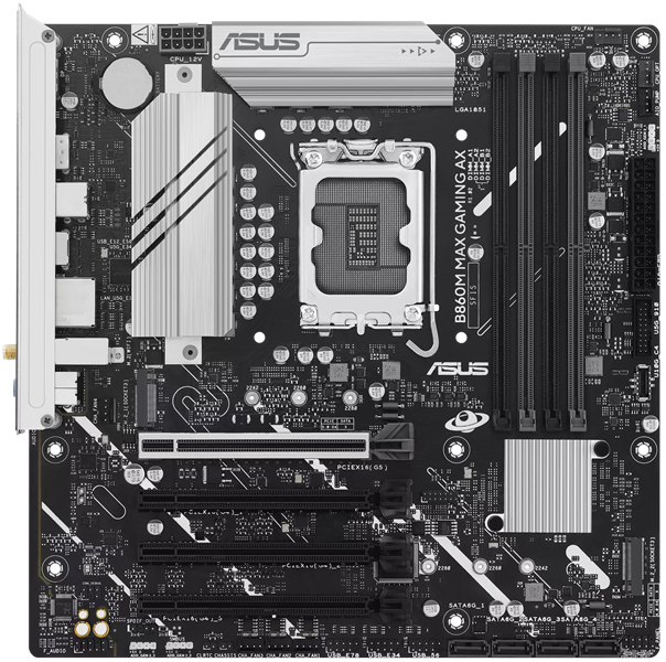 Материнская плата ASUS B860M MAX GAMING AX, LGA1851, B860, 4*DDR5, 4*SATA, 3*M.2, 4*USB 3.2, 4*USB 2.0, Type-C, 2*PCIx16, DP, mATX; 90MB1JZ0-M0EAY0