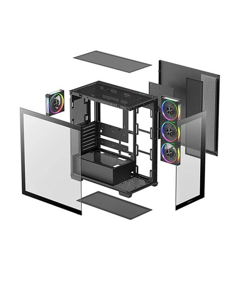 корпус Deepcool CG580 4F V2 без БП, боковое окно (панорама), 4x120mm ARGB PWM вентилятора, черный, ATX (R-CG580-BKADA4-G-2)