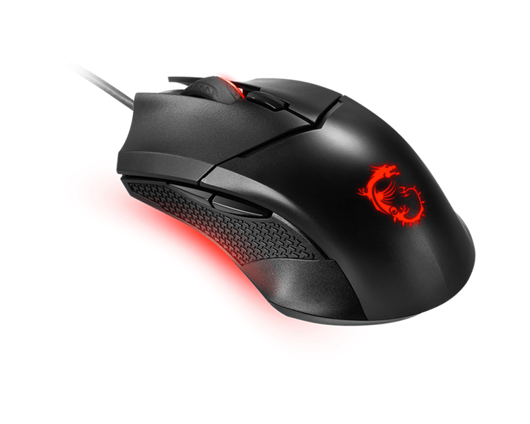 Мышь проводная Gaming Mouse MSI CLUTCH GM08, Wired, DPI 3200 (max. 4200 by software), Red lighting, Adjustable Weight system, 92g (w/o weights & cable), black