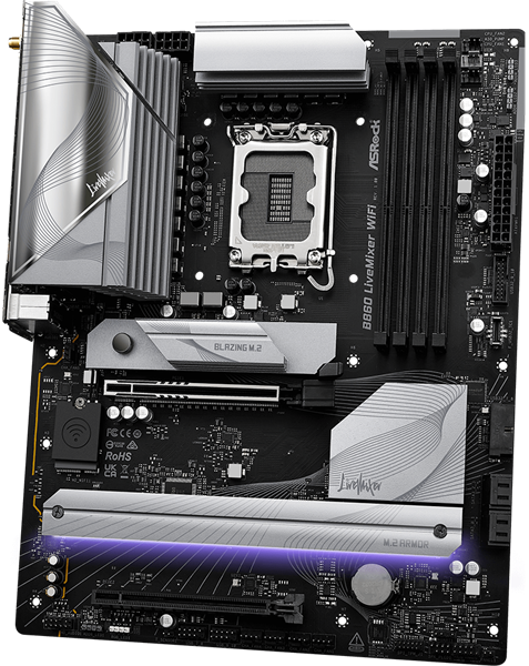 Материнская плата ASROCK B860 LIVEMIXER WIFI, LGA1851, B860, 4*DDR5, 4*SATA, 3*M.2, 6*USB 3.2, 6*USB 2.0, Type-C, 2*PCIx16, 1*M.2 (Key E), HDMI, ATX
