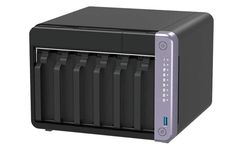 система хранения данных QNAP SMB QC 2GhzCPU/4Gb/upto 6HDD, up to 22 with TL-D1600S/SATA(3,5" 2,5")/ 2xUSB3.2/1xHDMI/1xExp.slot/2x2,5Gb 2x10Gb(SFP+)/iSCSI/1xPS/2YW