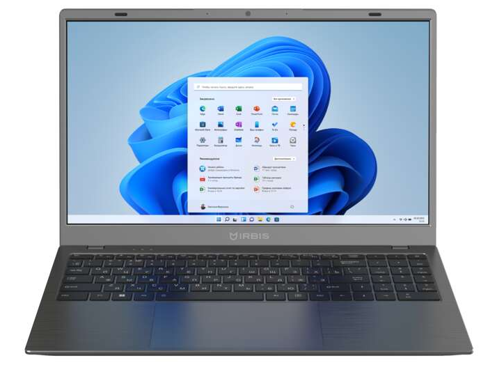 Ноутбук IRBIS GroovyBook 15 Core I5-1240P, 16GB+1Tb NVME SSD,15,6"LCD 1920*1080 IPS ,AX101 WIFI, Front camera: 2MP, TPM2.0, 7.7V 6000mha battery, TYPE C full function, with RJ45,Windows 11 Pro RUS,Grey