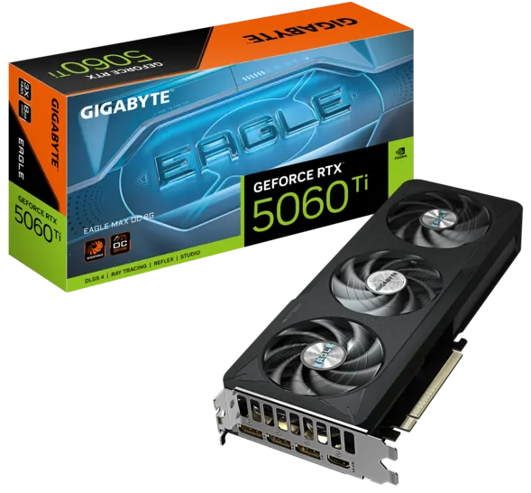 Видеокарта GIGABYTE RTX5060Ti EAGLE MAX OC 8GB//RTX5060Ti, HDMI*1, DP*3, 8G,D7