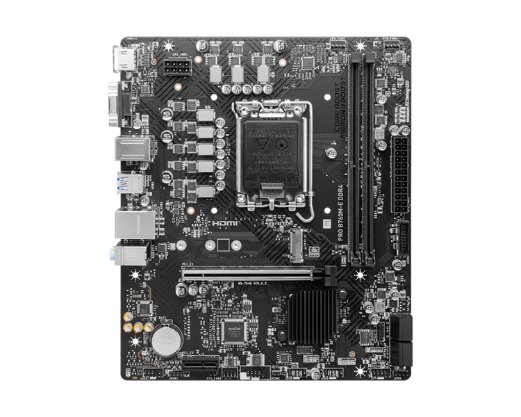 Материнская плата MSI PRO B760M-E DDR4 LGA1700,2DDR4,1PCI-Ex16,1PCI-Ex1,1M.2 Gen4,4SATA3.0,4USB3