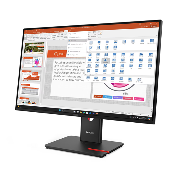 Монитор Lenovo ThinkVision T27-40 27" 16:9 FHD (1920x1080) IPS, 120Hz, 300N, 1xHDMI 1.4, 1xDP 1.2, 1xVGA, 3xUSB-A (USB 5Gbps), 1xUSB-C (USB 5Gbps, PD 15W), 1xUSB-B (USB 5Gbps), LTPS, 1Y