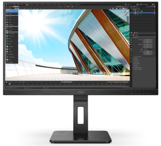 Монитор 27" AOC Q27P2Q 2560x1440, LED, 16:9, IPS, 300cd, 1000:1, 50M:1, 4ms, 178/178, D-Sub, HDMI, DP, 4*USB3.2, 75Hz, Speakers, Tilt, Height, Swivel, Pivot, Internal, VESA, Black, 3y