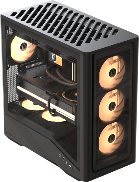 корпус Formula V Line Air Power G9 DUO PA Black, ATX, TYPE-C*1, USB3.0*2, MESH/GLASS FRONT PANEL, FRONT 3x PERFORMANCE ARGB, REAR 1x PERFORMANCE ARGB
