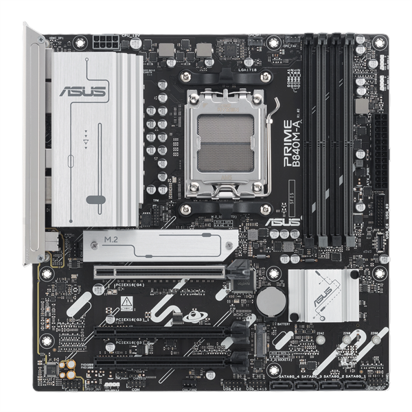 Материнская плата ASUS PRIME B840M-A-CSM, AM5, B840, 4*DDR5, 4*SATA, 3*M.2, 2*USB 3.2, 4*USB 2.0, Type-C, 4*PCIx16, 2* DP+HDMI, mATX; 90MB1J10-M0EAYC