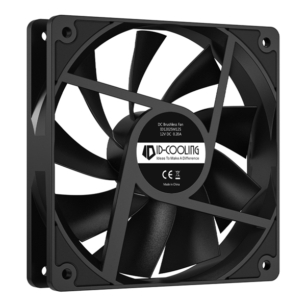 Вентилятор для корпуса ID-COOLING XF-120-K 120x120x25мм (60шт./кор, PWM, Low Noise, резиновые углы, 700-1800об/мин, черный) BOX