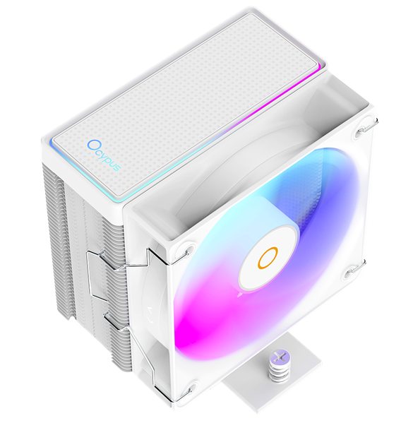 Кулер для процессора Ocypus Gamma A40 WH ARGB Digital, 100mm ARGB FAN, Top Display Panel, 4 HEAT PIPES, 4-PIN PWM, 600-2400 RPM, 29.5DBA, HYDRO BEARING, LGA115X/1200/1700/18XX, AM4/AM5