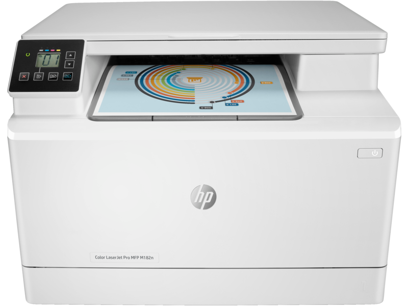 Многофункциональное устройство HP Color LaserJet Pro MFP M182n (p/c/s ,A4, 16ppm, 256Mb, USB, Fast Ethernet10/100 Base-TX,1 tray 150, cartridge 800&700 cmy in box, Repl. T6B70A) (7KW54A#B19)