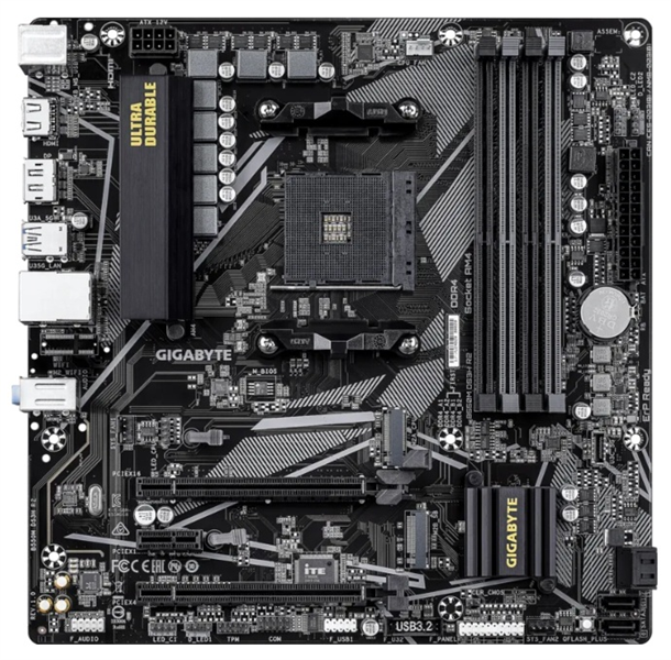 Материнская плата GIGABYTE B550M DS3H R2, AM4, B550, 4*DDR4, 4*SATA, 2*M.2, 4*USB 3.2, 2*USB 2.0, 2*PCIx16, 1*PCIx1, HDMI+DP, mATX