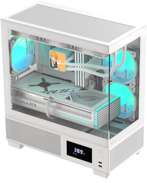 Корпус Formula V Line Crystal E1M White, MATX, USB3.0*2, Switch Display Panel