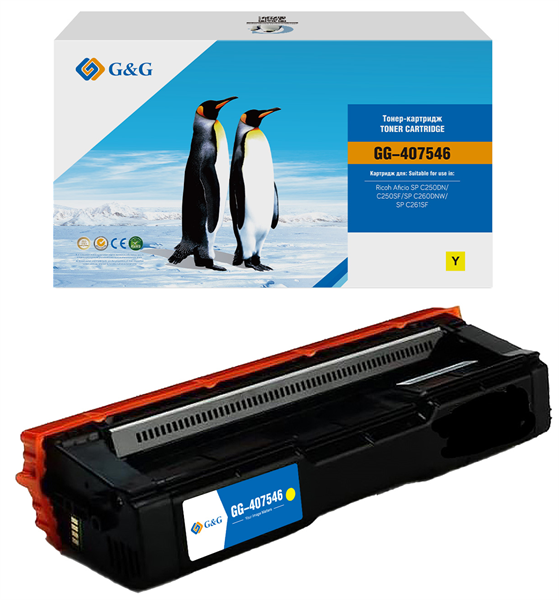 Тонер-картридж G&G toner-cartridge для Ricoh Aficio SP C250DN/C250SF жёлтый 1 600 стр. 407546 с чипом гарантия 36 мес. распродажа остатков