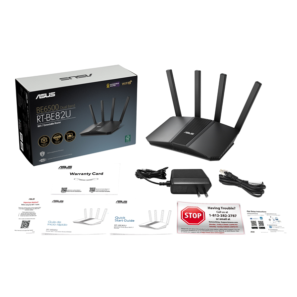 роутер ASUS RT-BE82U//802.11 a/b/g/n/ac/ax/ax/be, 2,4 + 5 gGz, black