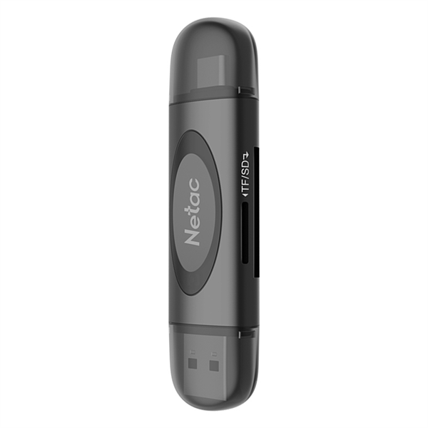 Кардридер Netac card reader WK14, USB3.0+Type-C to mSD/SD, Black (repl. NT09WK14-30BK) (незначительное повреждение коробки)