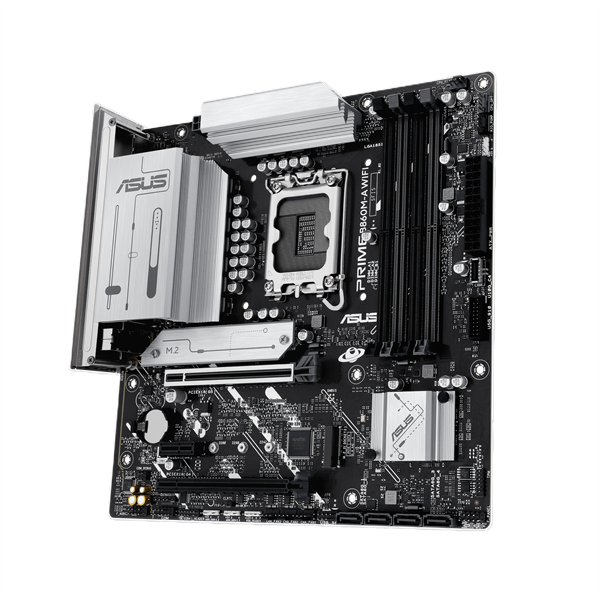 Материнская плата ASUS PRIME B860M-A WIFI, LGA1851, B860, 4*DDR5, 4*SATA, 2*M.2, 2*USB 3.2, 4*USB 2.0, Type-C, 2*PCIx16, 1*PCIx1, 2*DP+HDMI, mATX; 90MB1JY0-M0EAY0