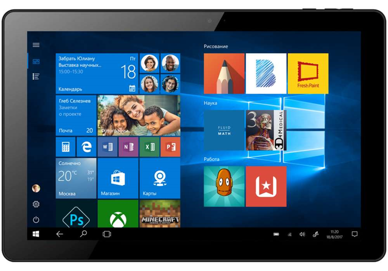 IRBIS TW86X, 10,1" (1280х800IPS), Intel Z3735F, 4x1.8Ghz (QuadCore), 2048MB, 32GB, cam 0.3+2.0MPx, Wi-Fi, microUSB, MicroSD, jack 3.5, 5000 mAh, soft keyboard, black, Win10Home