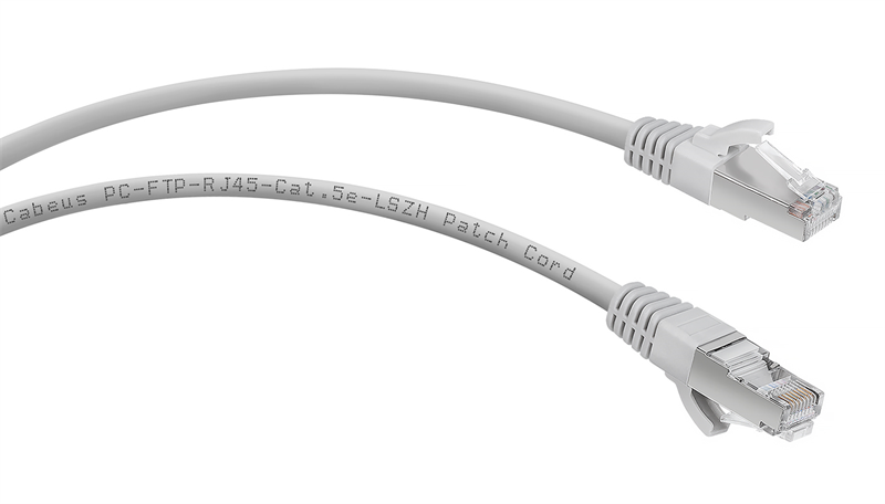 Патч-корд Cabeus PC-FTP-RJ45-Cat.5e-0.5m-LSZH Патч-корд F/UTP, категория 5е, 2xRJ45/8p8c, экранированный, серый, LSZH, 0.5м