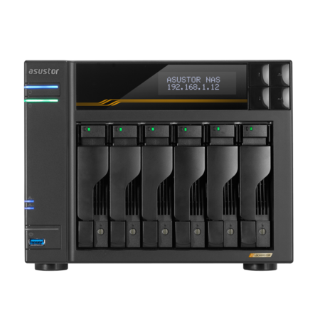 сетевое хранилище ASUSTOR AS6806T 6-Bay NAS/AMD Ryzen V3C14 2,3GHz/16GB DDR5, noHDD(HDD,SSD)/2x5,2х10,Gbe(LAN)/3xUSB3.2,Type-C; 90IX01T6-BW3S00