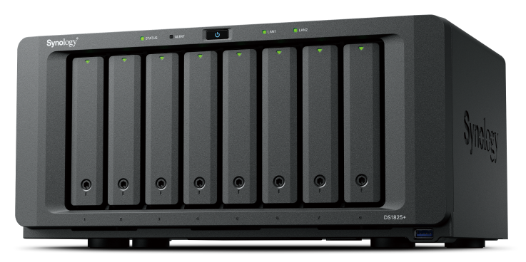 Система хранения данных Synology QC 2,2GhzCPU/8Gb(32)/RAID0,1,10,5,6/8HP HDD SATA(3.5', 2.5')upto18 HDD (2xDX525)+2xM.2 slot/3xUSB3.2/2x2.5GbE(+1Expslot)/iSCSI/1xPS/1YW repl DS1821+