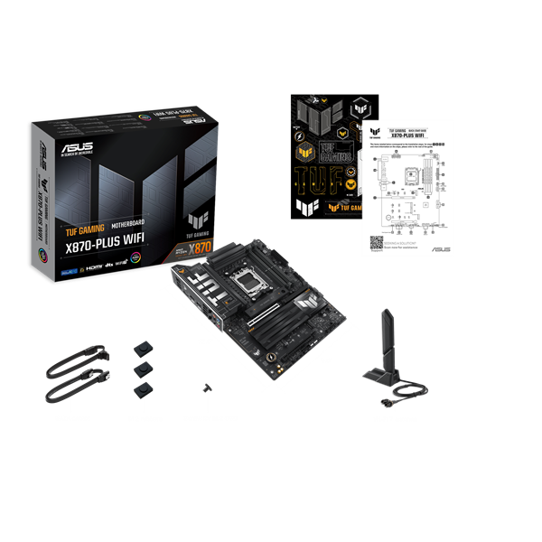 Материнская плата ASUS TUF GAMING X870-PLUS WIFI, AM5, X870, 4*DDR5, 2*SATA, 4*M.2, 1*USB 2.0, 7*USB 3.2, 2*USB4, 2*Type-C, 3*PCIx16, HDMI, ATX; 90MB1IU0-M0EAY0